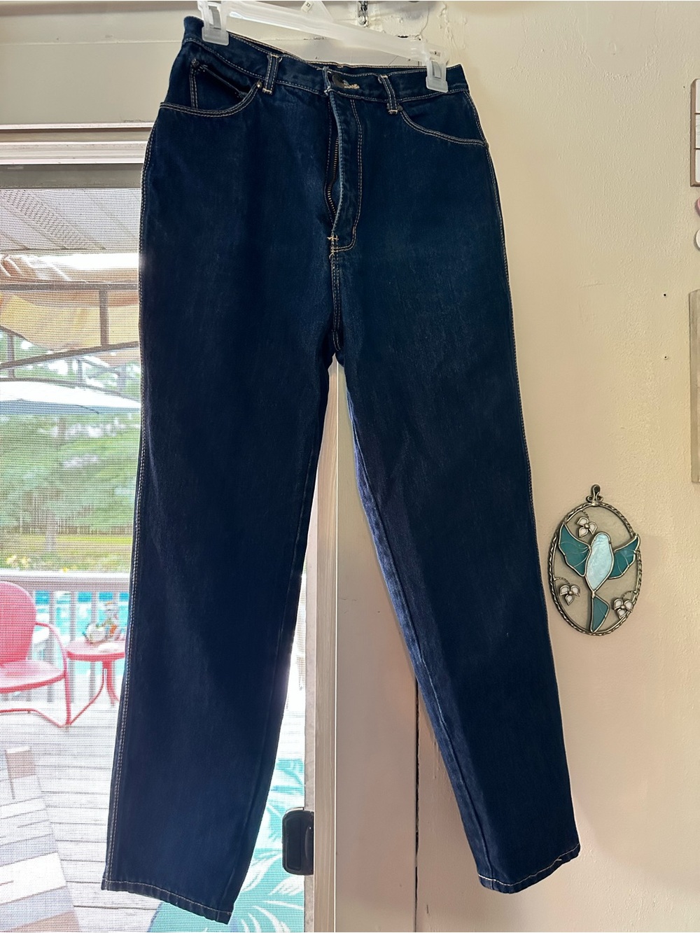 Gloria Vanderbilt Dark Blue Denim Jeans with Contrast Stitching